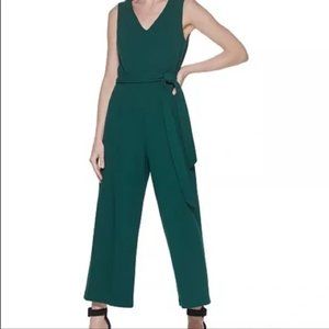 NWT Calvin Klein Green Jumpsuit. $139. NEW. Belted.